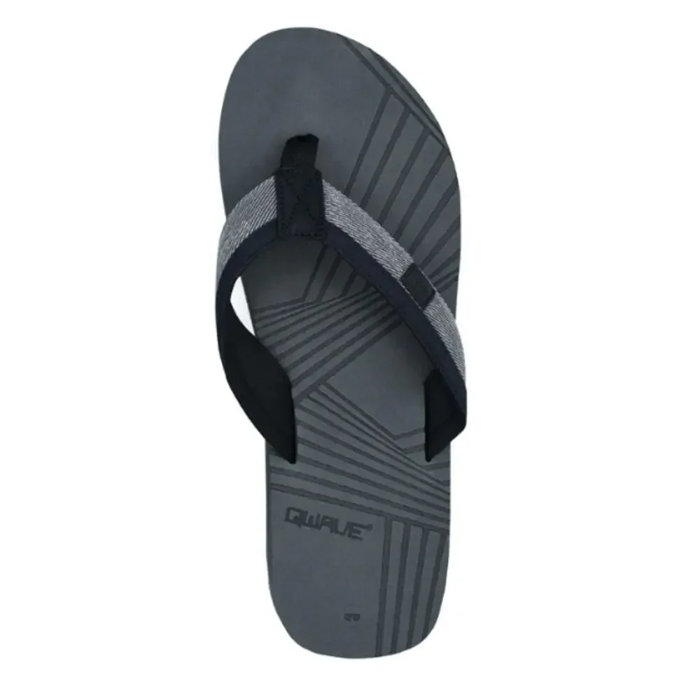 QWAVE Mens Size 8.5 Performance Flip Flops Charcoal Grey Black Thong Sandals New